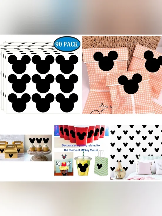 🍎New 90 Mickey Mouse Head Silhouette Wall Decals Vinyl Stickers - Picture 2 of 6